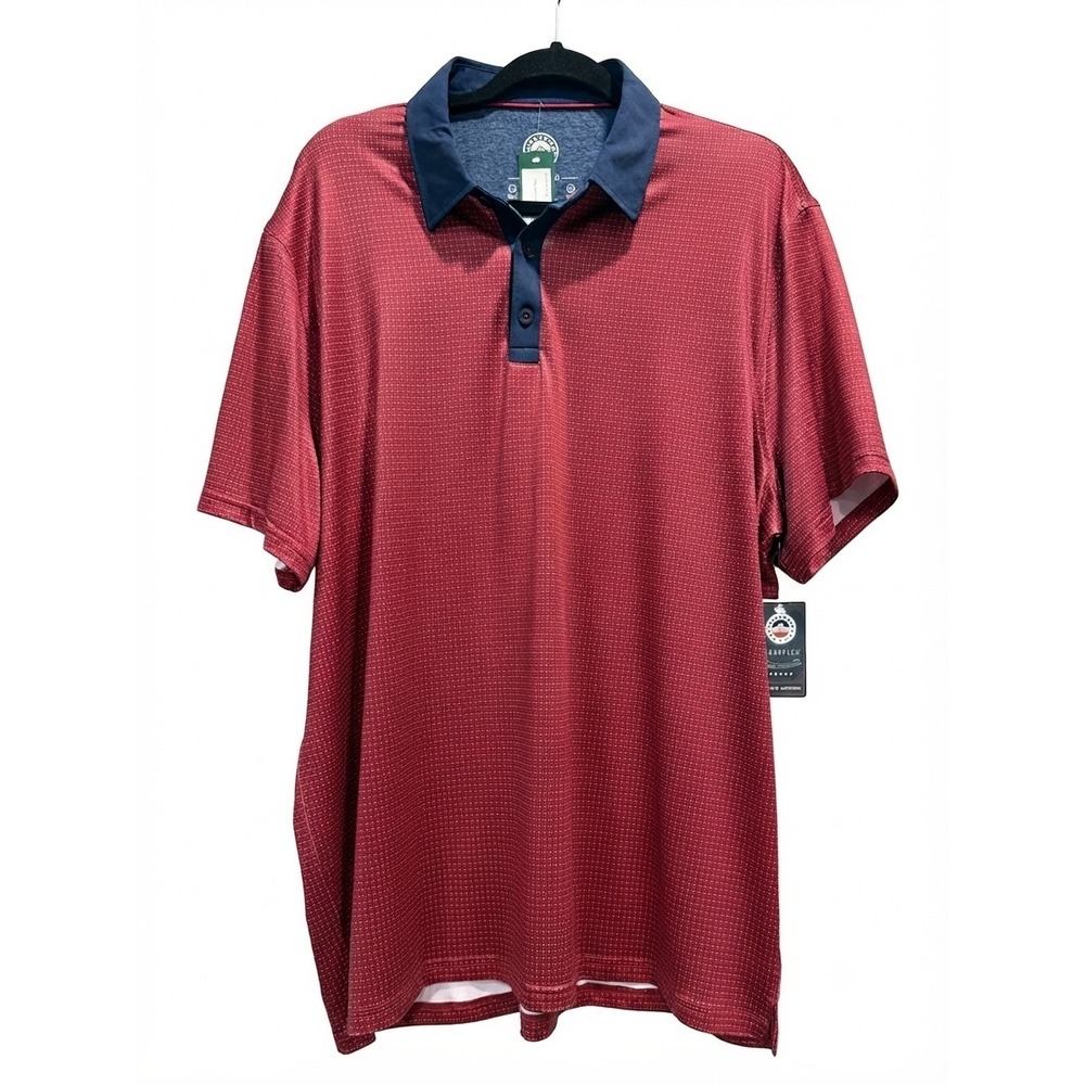 Flag & Anthem Madeflex Mens XL Red Navy Geometric Golf Polo Shirt‎ M-COREKT1886